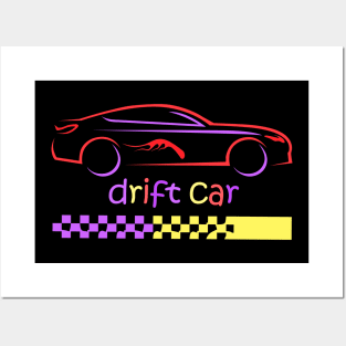 Drift Car Multicolor Posters and Art